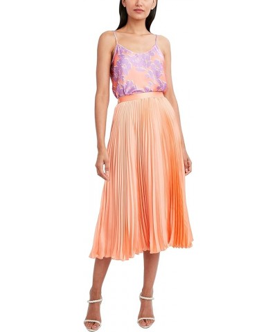 Women's Pleated a Line Midi Skirt Papaya $40.08 Skirts