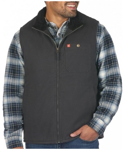 Solid Sherpa Lined Twill Vest Raven/Dark Grey Sherpa $45.89 Vests