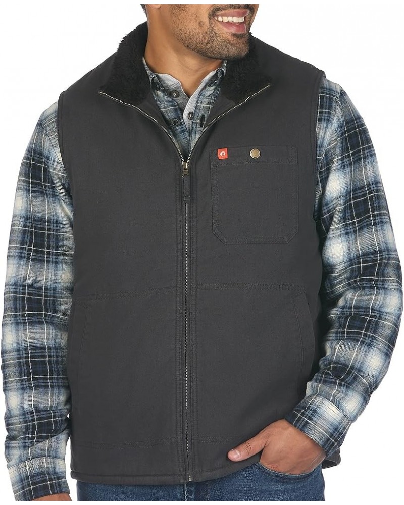 Solid Sherpa Lined Twill Vest Raven/Dark Grey Sherpa $45.89 Vests