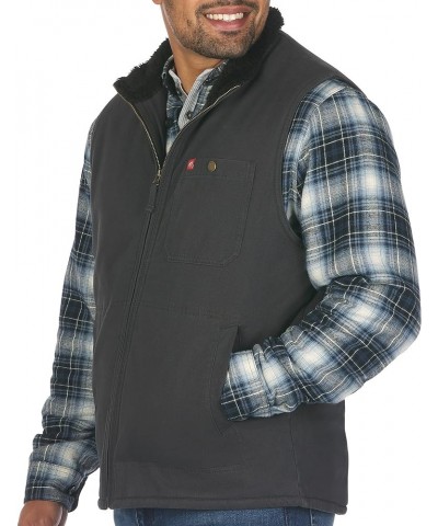 Solid Sherpa Lined Twill Vest Raven/Dark Grey Sherpa $45.89 Vests