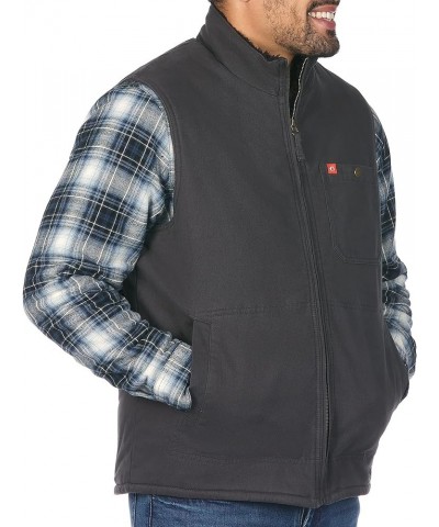 Solid Sherpa Lined Twill Vest Raven/Dark Grey Sherpa $45.89 Vests