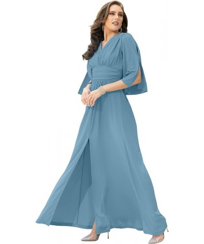 Womens Long Bridesmaid Cocktail Evening Short Sleeve Maxi Dress Gown Pastel Blue $29.98 Dresses