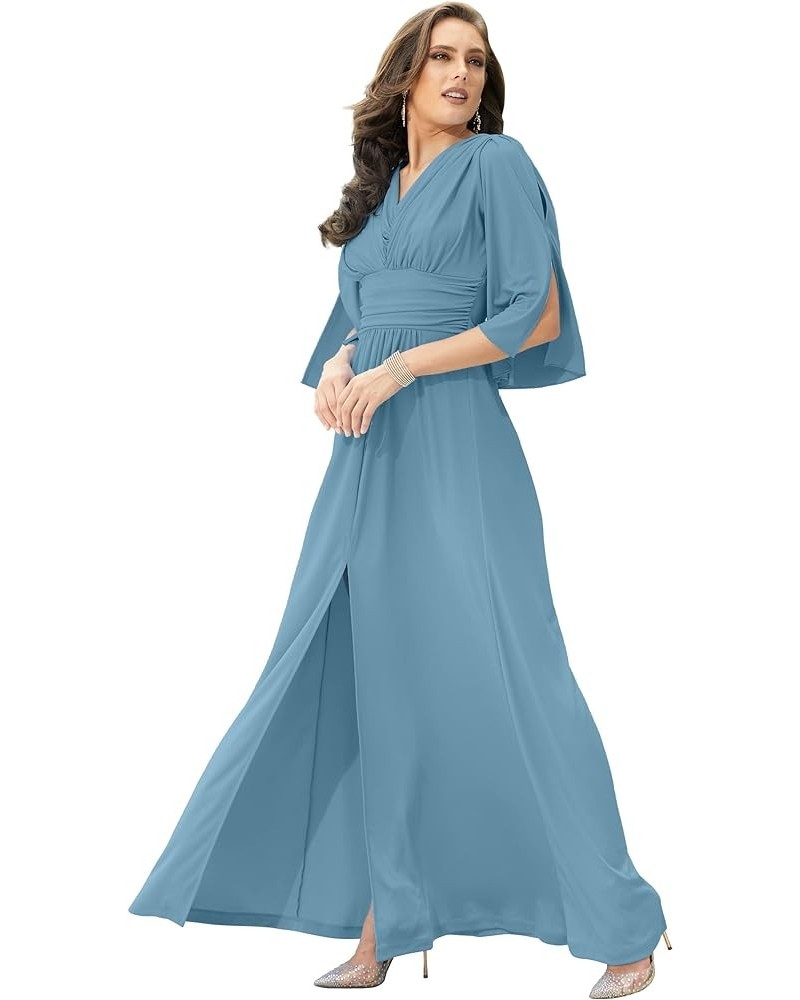 Womens Long Bridesmaid Cocktail Evening Short Sleeve Maxi Dress Gown Pastel Blue $29.98 Dresses