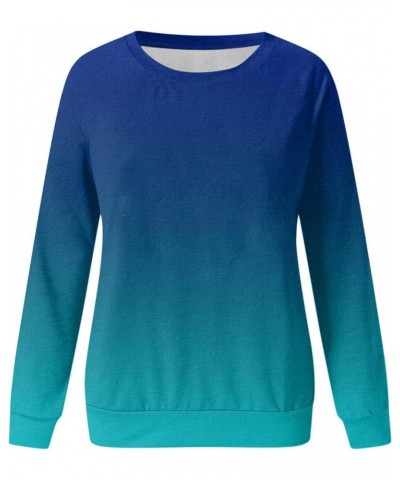 Womens Casual Crewneck Sweatshirts Long Sleeve Crew Neck Tunic Tops Loose Y2K Pullovers Pullovee-blue $5.93 Hoodies & Sweatsh...