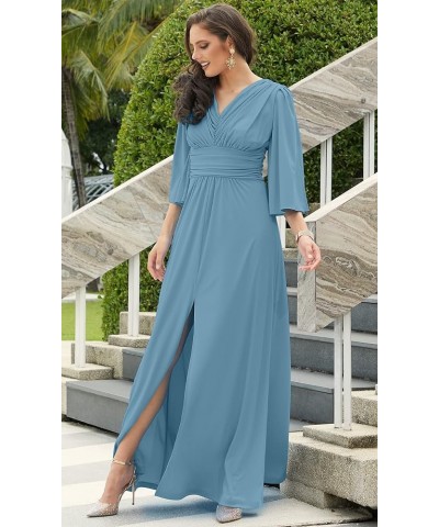 Womens Long Bridesmaid Cocktail Evening Short Sleeve Maxi Dress Gown Pastel Blue $29.98 Dresses