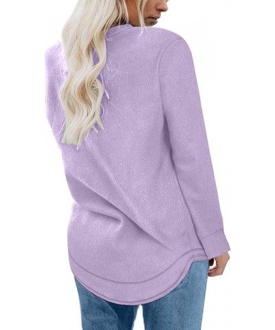 Long Sleeve Tops for Women Casual Cozy Fleece Pullover Shirt Loose Fit Crew Neck Blouse Lightweight Soft Sweatshirts 2purple ...