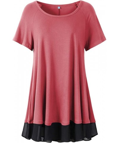 Plus Size Tunic Tops for Womens Summer Clothes Dressy Round Neck Short Sleeve Shirts Flowy Chiffon Blouses Grayishpink $13.34...