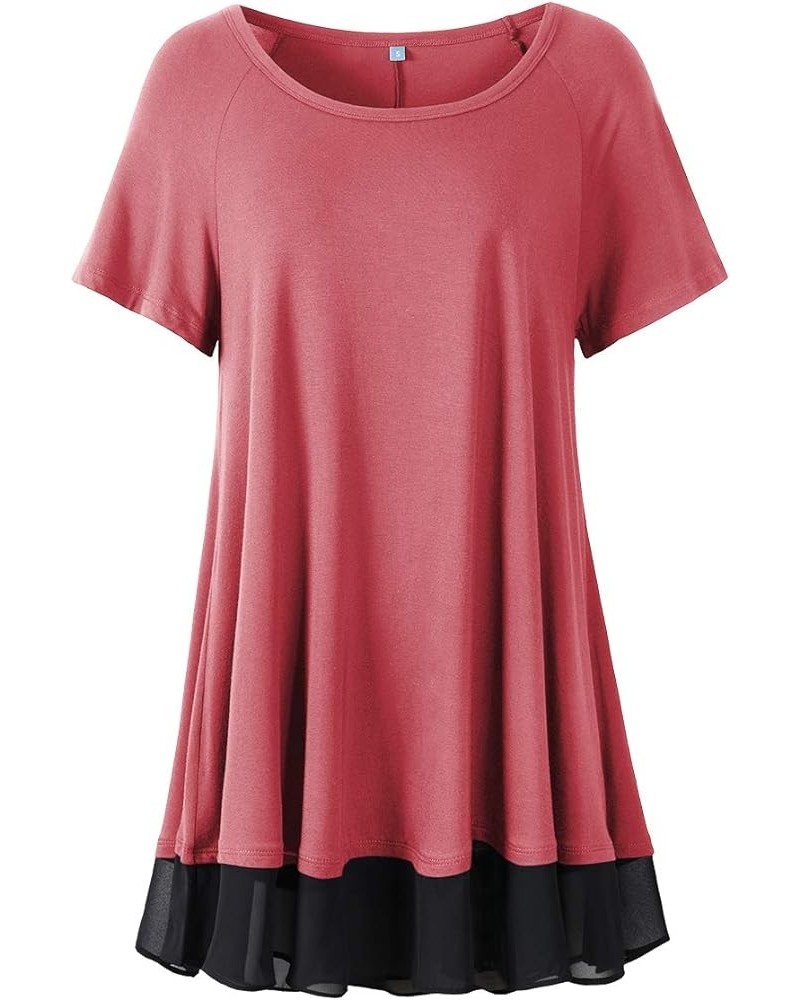 Plus Size Tunic Tops for Womens Summer Clothes Dressy Round Neck Short Sleeve Shirts Flowy Chiffon Blouses Grayishpink $13.34...