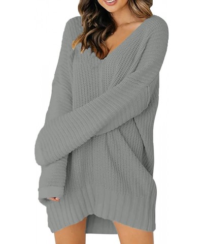 Womens Sweater Dress Midi 2023 Trendy Fall Winter Oversized Crewneck Long Sleeve Elegant Rib Pullover Knit Dress A-grey $21.9...