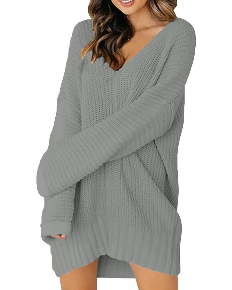 Womens Sweater Dress Midi 2023 Trendy Fall Winter Oversized Crewneck Long Sleeve Elegant Rib Pullover Knit Dress A-grey $21.9...