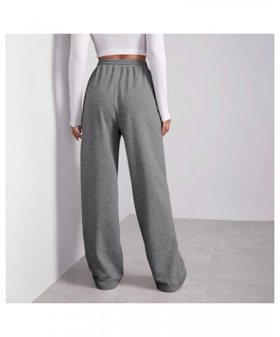 Women Wide Leg Sweatpants Baggy Straight Leg Sweatpants Plus Size Elastic Waist Flare Sweatpants with Pockets A-darkgray $7.6...