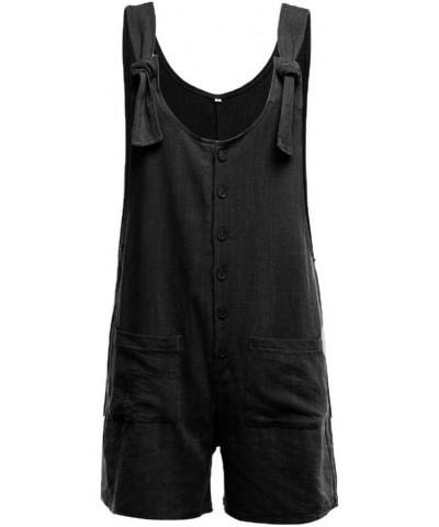 Women's Short Overalls Summer Casual Button Down Jumpsuit Adjustable Waist Rompers for Women Summer Sleeveless White Blue-7 $...