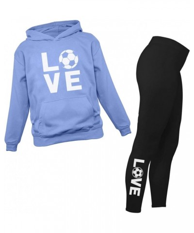 Soccer Leggings and Hoodie for Women Girls Set Gift for Soccer Fans Black / California Blue $31.34 Hoodies & Sweatshirts