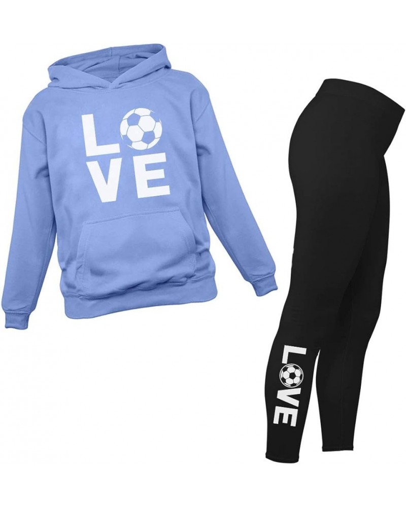 Soccer Leggings and Hoodie for Women Girls Set Gift for Soccer Fans Black / California Blue $31.34 Hoodies & Sweatshirts