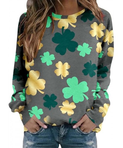 Funny St Patricks Day Shirt Women's Casual Belted Sweatshirt Long Sleeved Solid Color Trendy Sweater for Women 2024 G1-navy $...