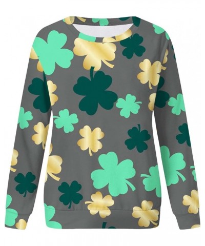 Funny St Patricks Day Shirt Women's Casual Belted Sweatshirt Long Sleeved Solid Color Trendy Sweater for Women 2024 G1-navy $...