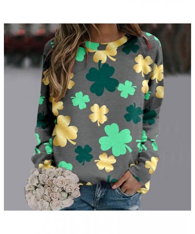 Funny St Patricks Day Shirt Women's Casual Belted Sweatshirt Long Sleeved Solid Color Trendy Sweater for Women 2024 G1-navy $...