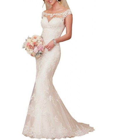 Women's Beach Wedding Dresses for Bride 2024 Long Lace Wedding Bridal Gowns YZTSWD057 A-ivory $57.35 Dresses