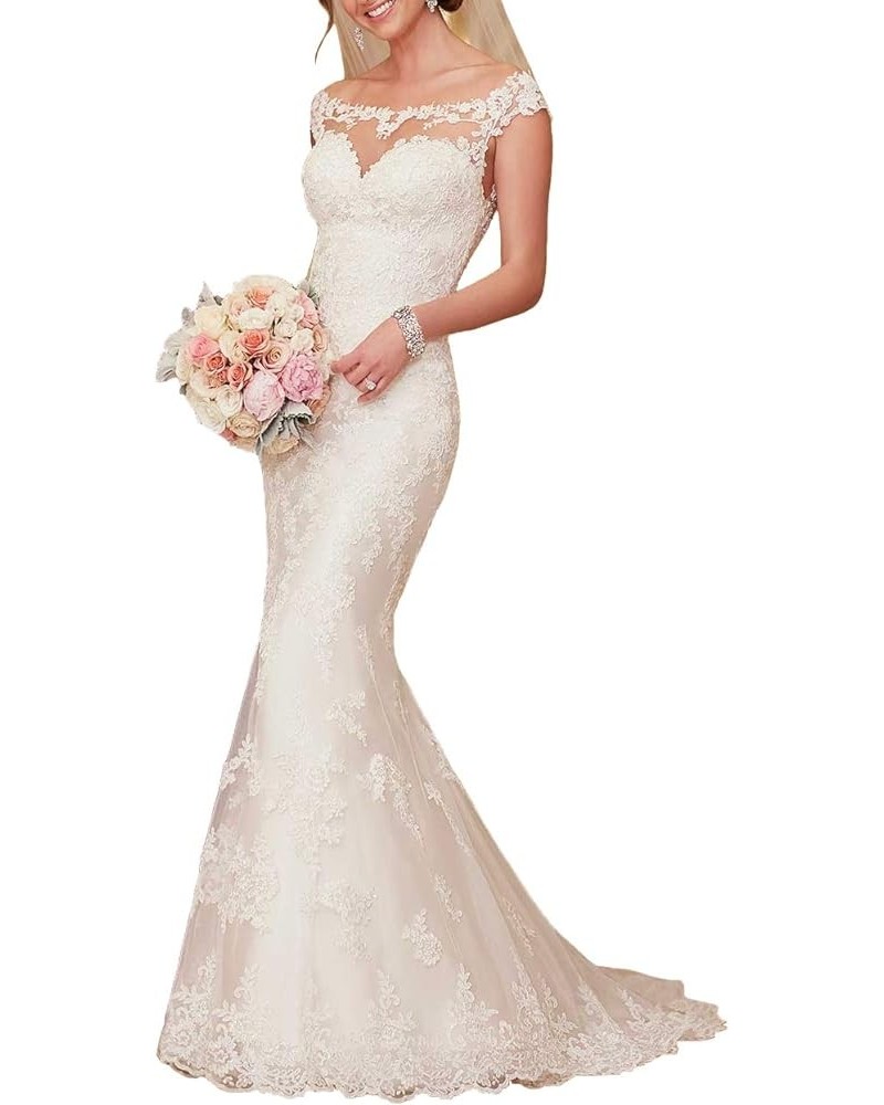 Women's Beach Wedding Dresses for Bride 2024 Long Lace Wedding Bridal Gowns YZTSWD057 A-ivory $57.35 Dresses