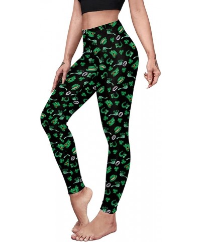 St Patricks Day Leggings for Women Tummy Control Green Irish Shamrock Legging St. Patrick's Clover Tights Running Pants Z04-b...