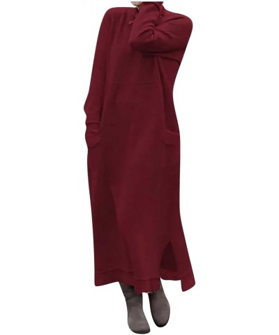 Women's Cocktail Dresses 2023 Autumn and Winter Sweater Dress Slim Fit Hip Skirt Casual Dress, S-5XL Red $10.63 Uniforms