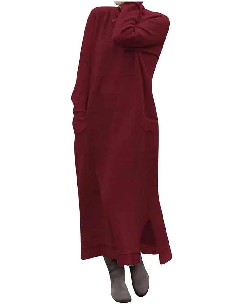 Women's Cocktail Dresses 2023 Autumn and Winter Sweater Dress Slim Fit Hip Skirt Casual Dress, S-5XL Red $10.63 Uniforms