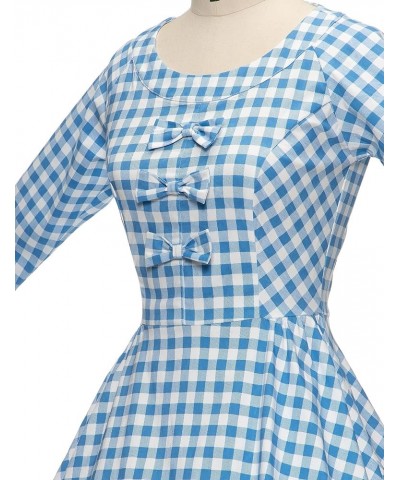 Vintage Dresses 3/4 Sleeves Bowknot Dress Homecoming Cocktail Dress Plaid $24.74 Dresses