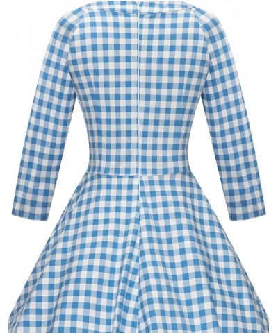 Vintage Dresses 3/4 Sleeves Bowknot Dress Homecoming Cocktail Dress Plaid $24.74 Dresses