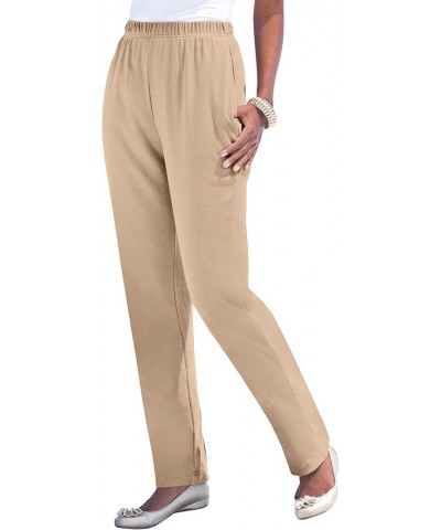 Women's Plus Size Straight-Leg Soft Knit Pant New Khaki $12.61 Pants