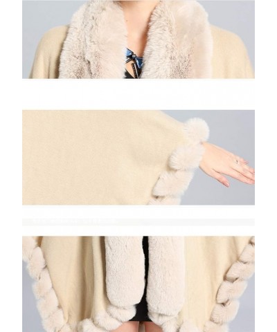 Faux Fox Fur Trim Cardigan Cloak Shawl Wraps Winter Poncho Oversized Cape Pink $30.00 Coats