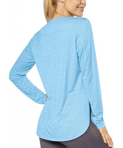 Women Long Sleeve UV Shirts Quick Dry Moisture Wicking Hiking Shirts Workout Tops for Women Sky Blue $13.20 Hoodies & Sweatsh...