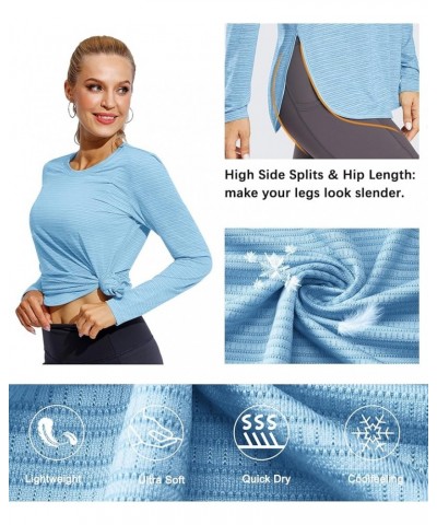 Women Long Sleeve UV Shirts Quick Dry Moisture Wicking Hiking Shirts Workout Tops for Women Sky Blue $13.20 Hoodies & Sweatsh...