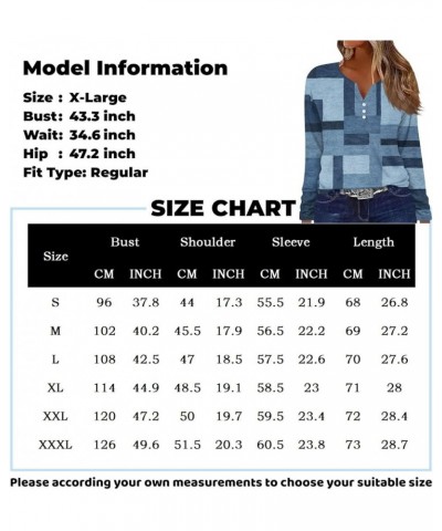 Blouses for Women Slim Fit Winter Tunic Tops Long Sleeve T Shirts Retro Floral Print Sweatshirts Henley Neck Outfits Ae2063-m...