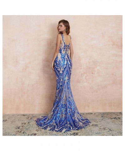 Mermaid V Neck Evening Dresses Sequind Prom Dresses Women's Party Dress Celebrity Pageant Gowns Royal Blue $43.40 Dresses