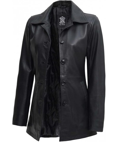 Womens Real Lambskin Leather Coats Stylish Casual Trench And Carcoat Style Long Jackets For Women Super - Black Womens $89.24...