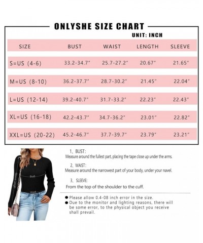 Women's Casual Crewneck T Shirts Ribbed Knit Sweater Slim Fit Solid Basic Ladies Pullovers Fall Long Sleeve Tops C-pink $14.9...