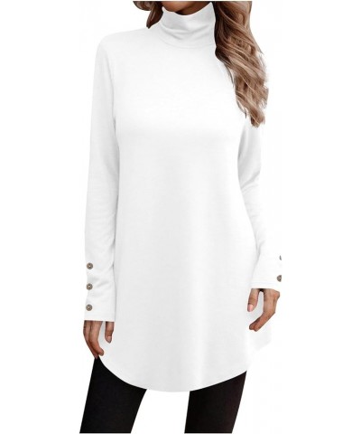 Fall Tops For Women 2023,Womens Trendy Gradient Turtleneck Long Sleeve Tee For Leggings Irregular Hem Tunic Long Top 1-white ...