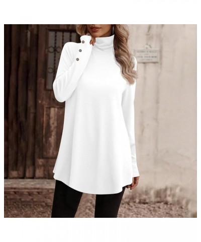 Fall Tops For Women 2023,Womens Trendy Gradient Turtleneck Long Sleeve Tee For Leggings Irregular Hem Tunic Long Top 1-white ...