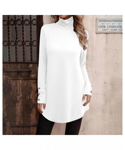 Fall Tops For Women 2023,Womens Trendy Gradient Turtleneck Long Sleeve Tee For Leggings Irregular Hem Tunic Long Top 1-white ...