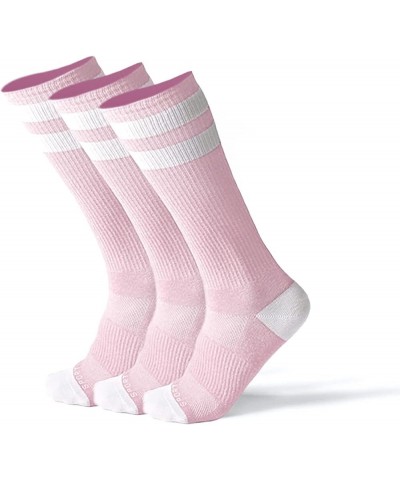 Light Weight Compression Athletic Crew Socks for Women 3-pack Pink $18.23 Activewear