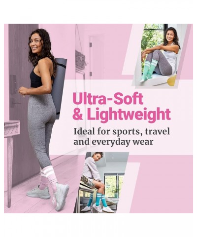 Light Weight Compression Athletic Crew Socks for Women 3-pack Pink $18.23 Activewear