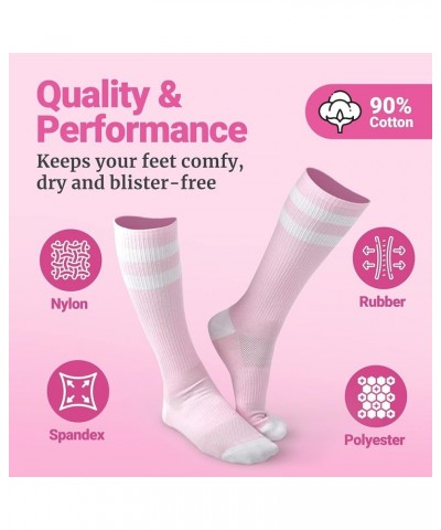 Light Weight Compression Athletic Crew Socks for Women 3-pack Pink $18.23 Activewear