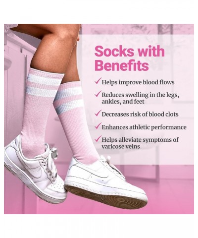 Light Weight Compression Athletic Crew Socks for Women 3-pack Pink $18.23 Activewear