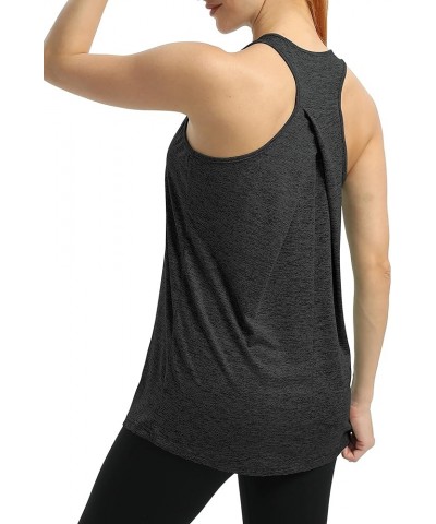 Women's Long Workout Tops Pleated Racerback Tank Tops Loose Fit Yoga Gym Athletic Shirts Black $10.59 Activewear