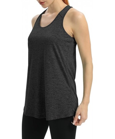 Women's Long Workout Tops Pleated Racerback Tank Tops Loose Fit Yoga Gym Athletic Shirts Black $10.59 Activewear