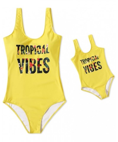 Family Matching Swimsuit Pineapple Printed Striped Monokini One Piece Bathing Suit Beach Wear Women Yellow $10.00 Swimsuits