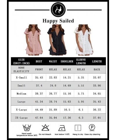 Women Summer Dress 2023 Short Sleeve Front Knot V Neck Elastic Wasit Ruffle Swing Mini Dresses B Purple $26.00 Swimsuits