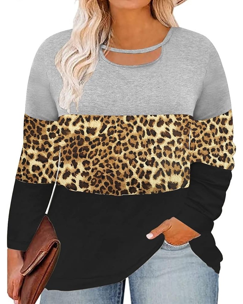 Women's Plus Size Floral/Criss cross Blouses Crew Neck Tunic Flowy Swing Short Sleeve Long T Shirts L-5XL A6z-leopard $8.05 Tops