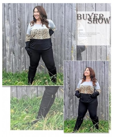 Women's Plus Size Floral/Criss cross Blouses Crew Neck Tunic Flowy Swing Short Sleeve Long T Shirts L-5XL A6z-leopard $8.05 Tops