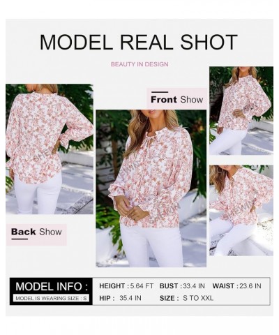 SHEWIN Women's Casual Boho Floral Print V Neck Long Sleeve Drawstring Tops Loose Blouses Button Down Shirts B-z-white $14.95 ...